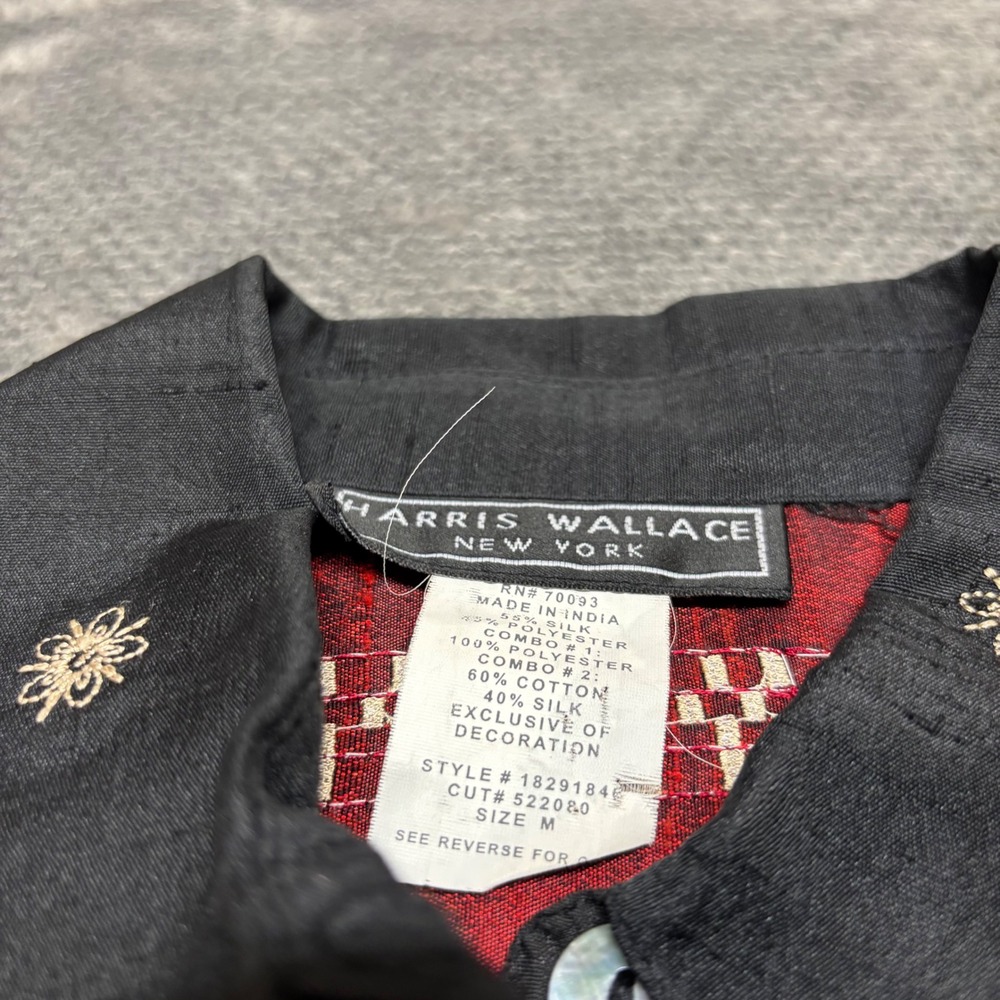 Harris Wallace New York Silk Blend Patchwork Floral Embroidered Blouse Medium - Picture 3 of 4